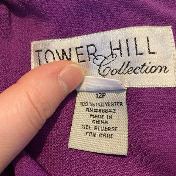 Vintage 80s Tower Hill Collection Purple Sleeveless Shift Dress - Picture 4 of 5